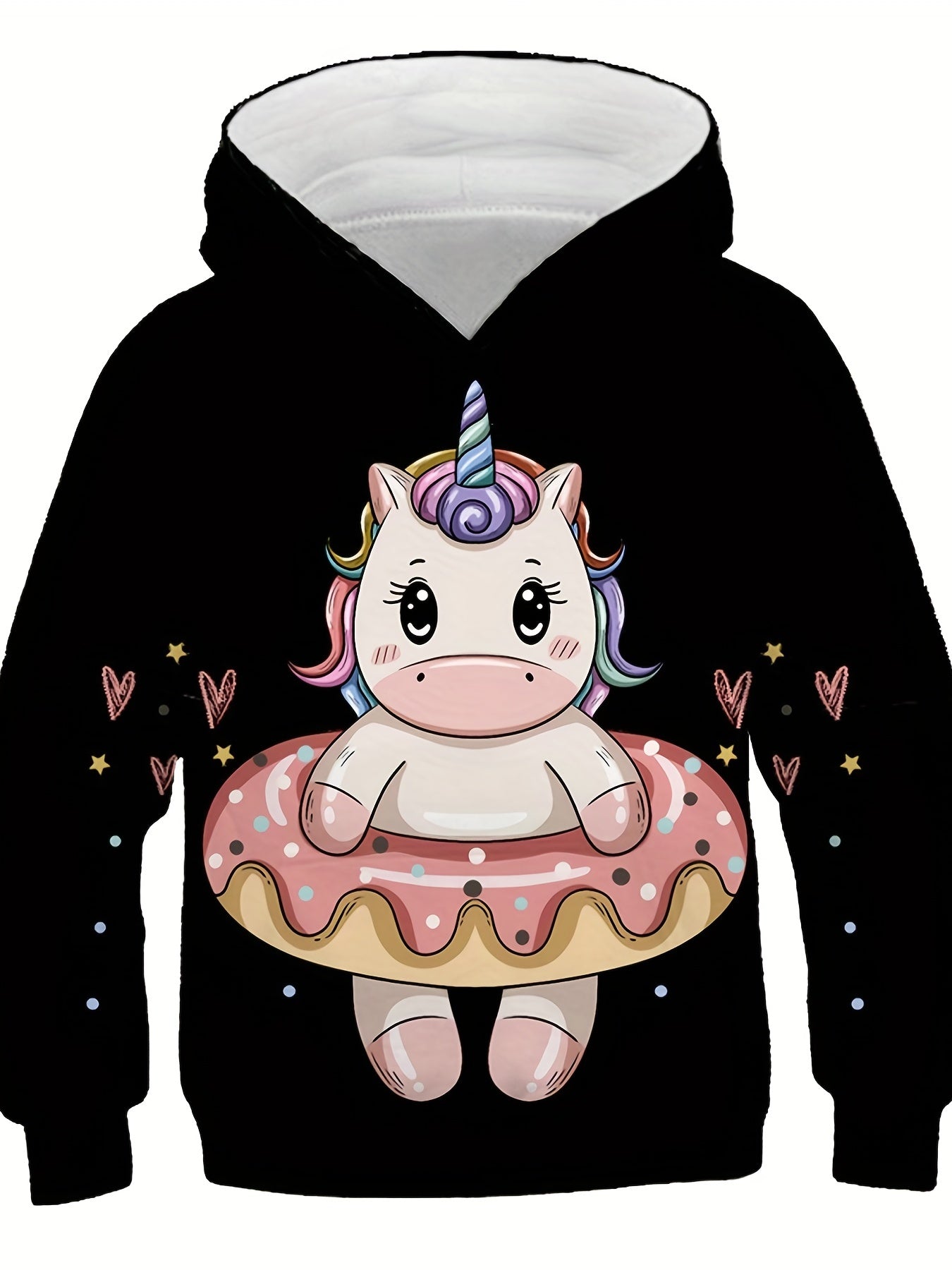 Boy's Cartoon Pony Print Hoodie Slightly Stretch Hooded Sweatshirt