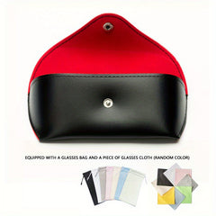 Snap Button Glasses Case Retro PU Leather Sunglasses Reading Glasses Storage Bag