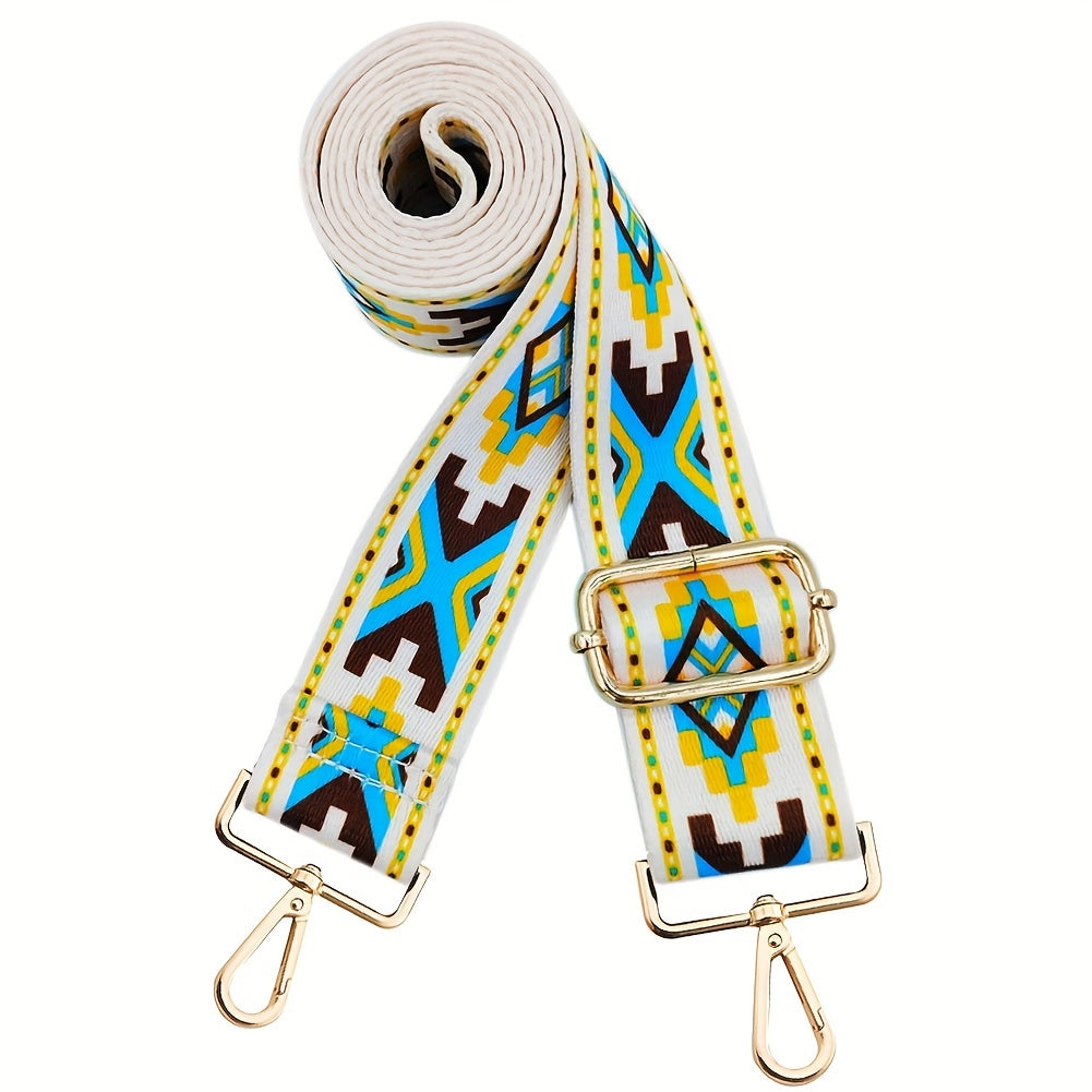 Vintage Geometric Pattern Bag Strap Replacement Wide Shoulder Bag Strap