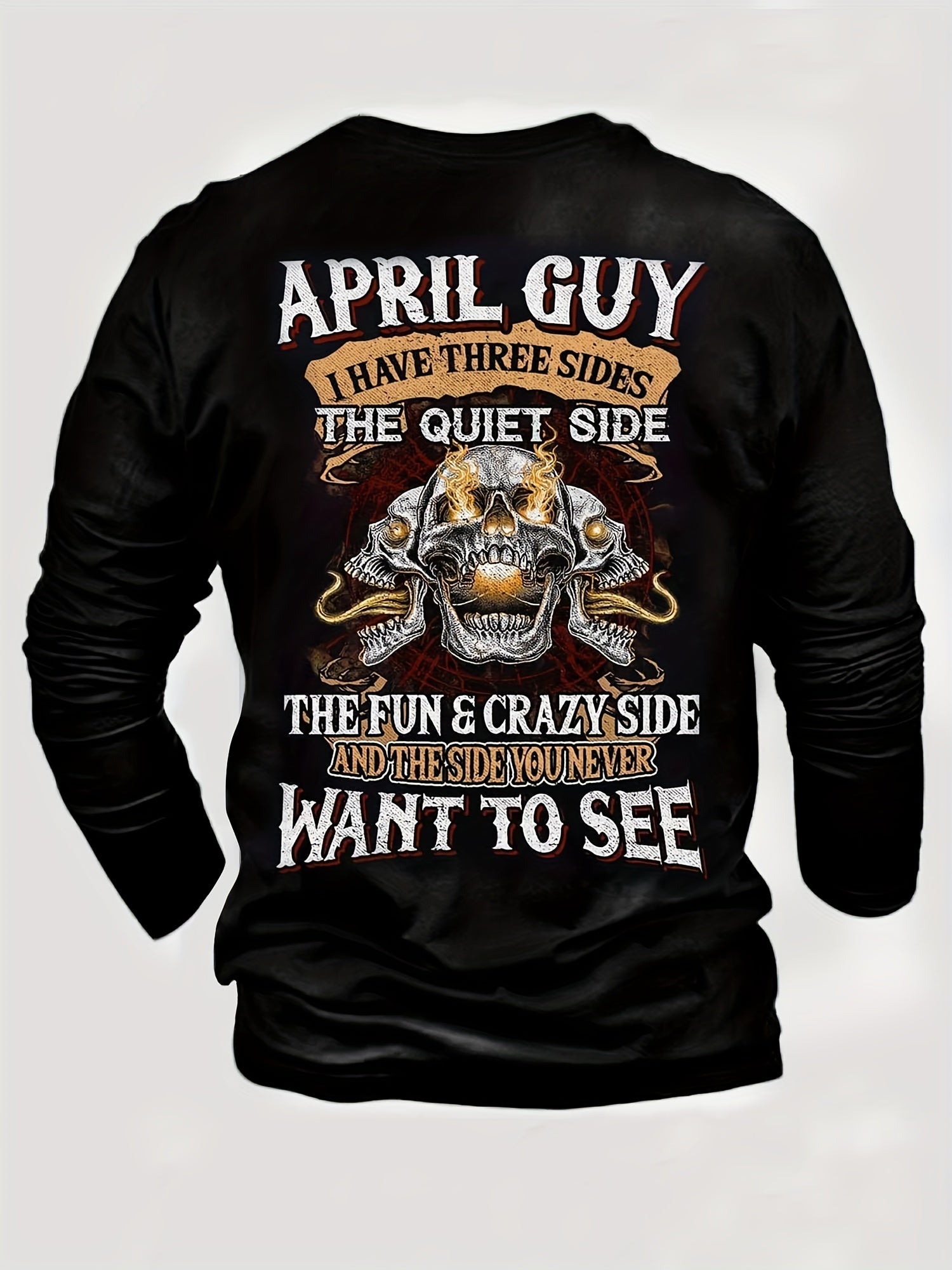 Skull Print Men's Long Sleeve Novelty T shirt