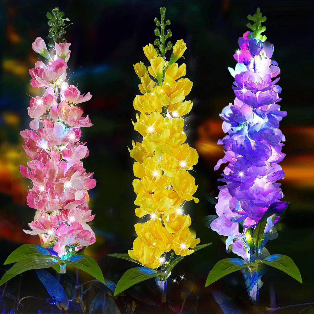 Solar Garden Lights Upgrade Delphinium Waterproof Solar Flower Lights