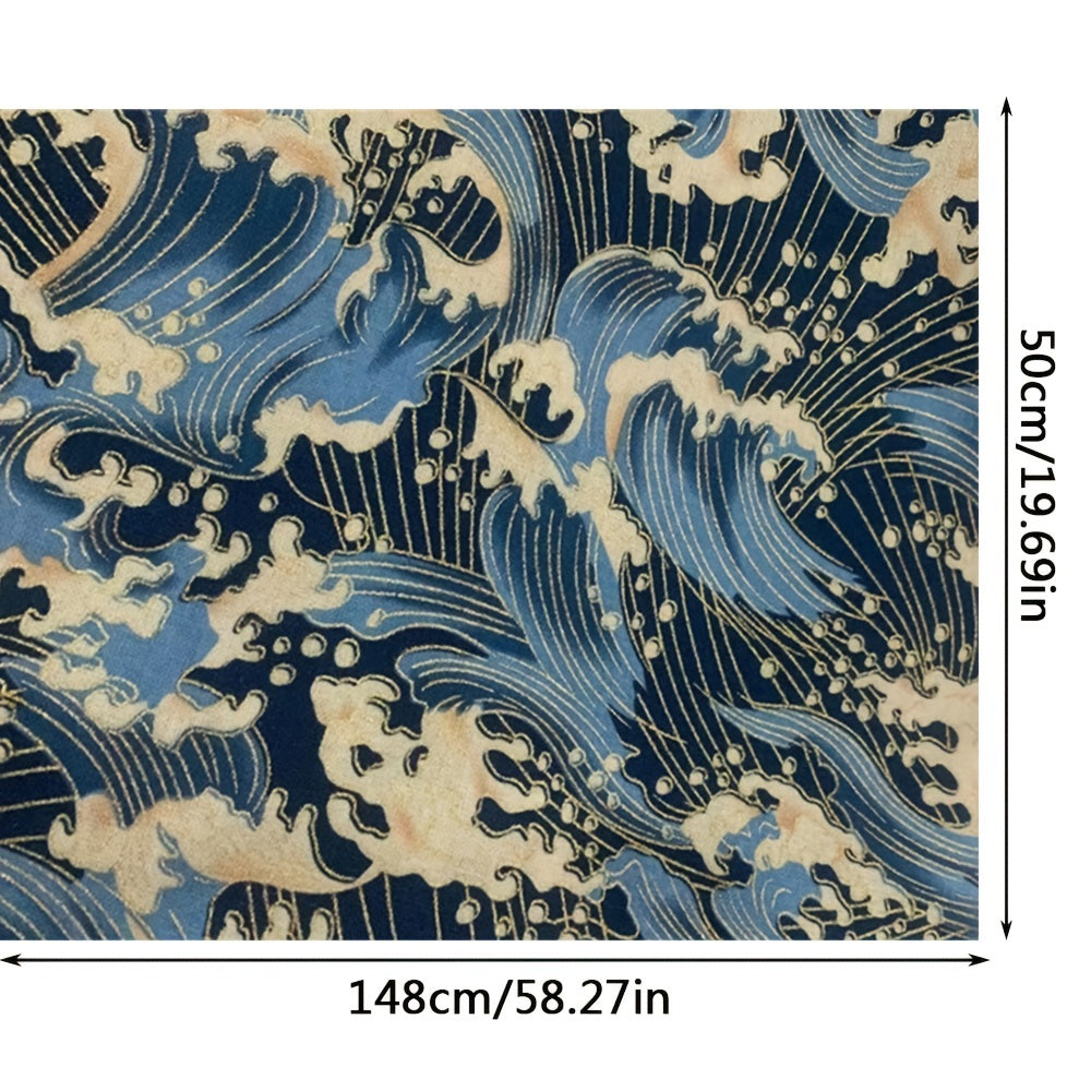 Japanese Style Fabric Small Sea Wave Pure Cotton 40x15in