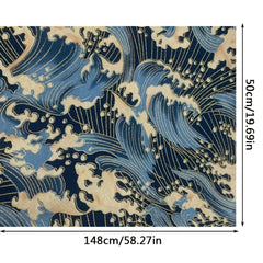 Japanese Style Fabric Small Sea Wave Pure Cotton 40x15in