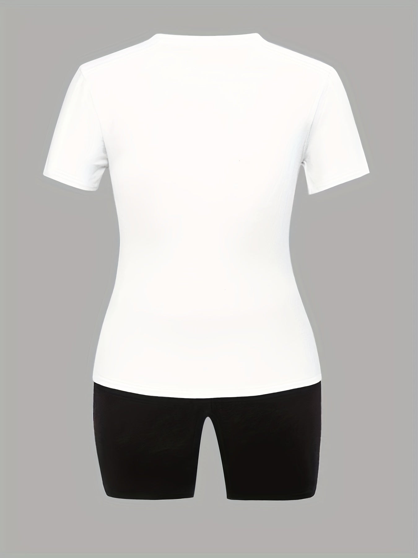 Heart & Letter Print Tee & Biker Shorts Outfit Set