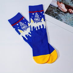 4 Pairs Christmas Print Socks Women's Mid Tube Stockings