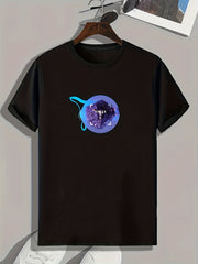 Space Age Print Men's Comfy T shirt Active Slightly Stretch Tee