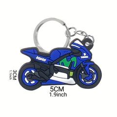 Cartoon Motorcycle Keychain PVC Key Ring Holder Women Trinkets Accessories