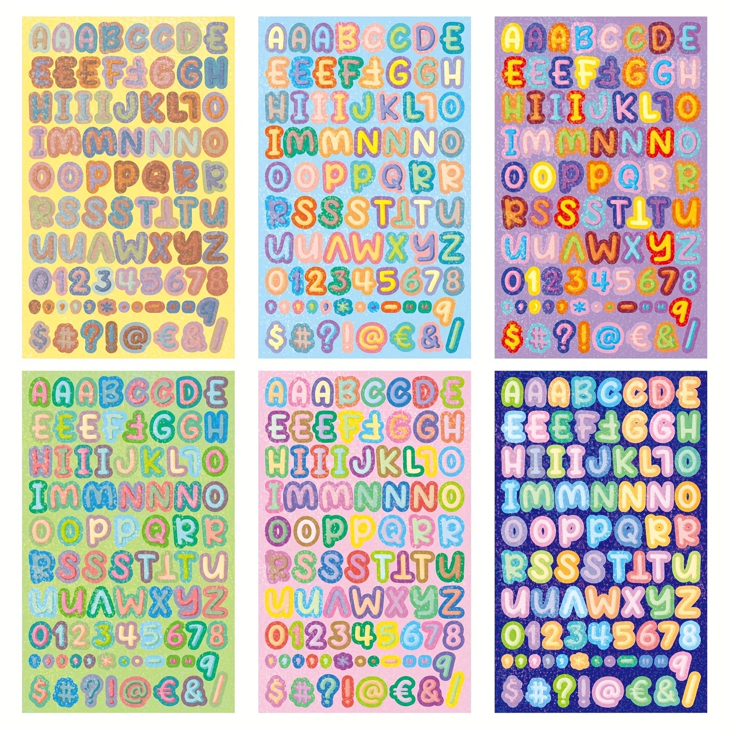 6pcs Laser Letter And Number Stickers - DIY Decoration