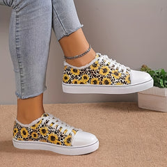 Sunflower & Leopard Print Trim Lightweight Skate Shoes