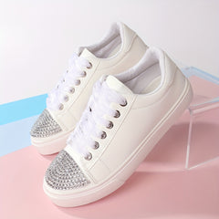 Rhinestone Glitter Skate Shoes Flat Lace Up Sneakers