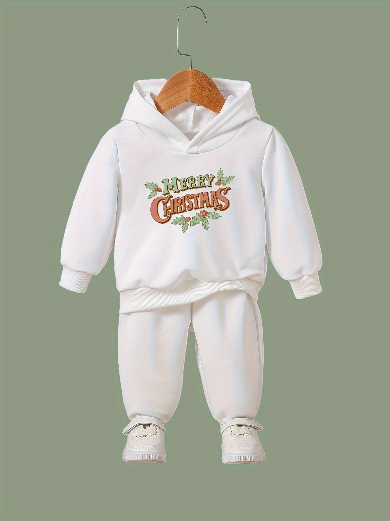 Girls 2pc Alphabet Pattern Hooded Sweatshirt Set