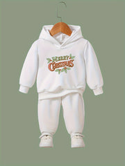 Girls 2pc Alphabet Pattern Hooded Sweatshirt Set