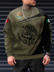 Mexico Eagle And Snake Print Men's Sweatshirt for Autumn Winter
