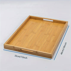 Bamboo Serving Tray With Handles Wooden Fruit Storage Trays
