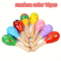 10 Pcs Colorful Wooden Rattles Sand Hammer Holiday Sand Hammer