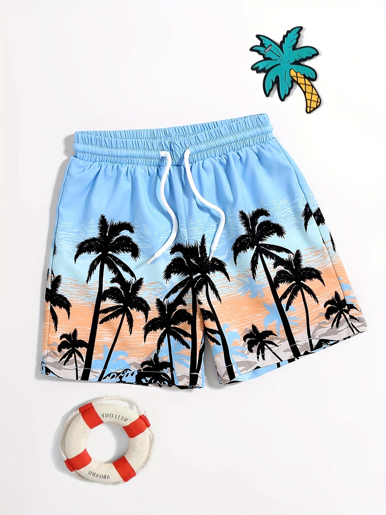 Boys Swim Trunks Coconut Tree Print Beach Pants