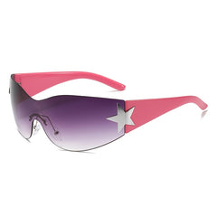 Rimless Gradient Sunglasses for Women Star Decoration Eyewear