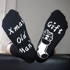 1 Pair Christmas Cotton Socks Gift Letters Print Anti Slip Novelty Socks