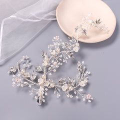 Silver Rose Rhinestone Headband Bridal Hair Clips Tiara Hair Jewelry