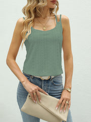Eyelet Double Spaghetti Strap Cami Top for Summer