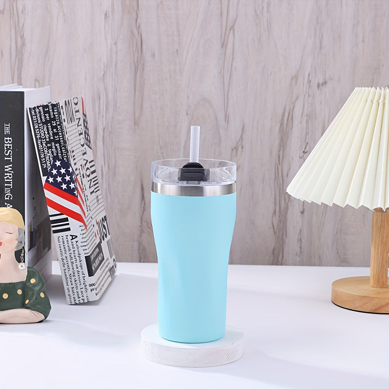 550ml Stainless Steel Reusable Coffee Cup with Straw