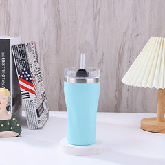 550ml Stainless Steel Reusable Coffee Cup with Straw