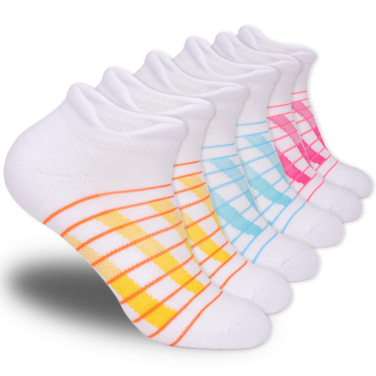 AceFine 6 Pairs Colorblock Sports Socks Women's Stockings