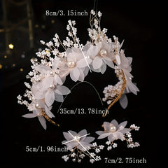 Faux Pearl Flower Headband Floral Hair Band Women's Accessories