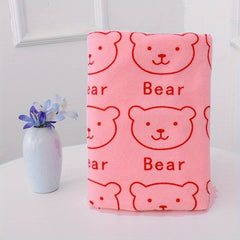 Bear Pattern Beach Towel Ultra Soft Fade Resistant Absorbent Polyester Towel