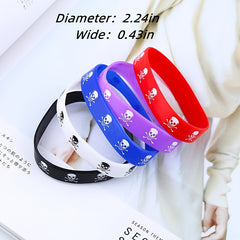 5 pcs Colorful Skull Silicone Wristband Bracelet Kids Hand Ring Decoration