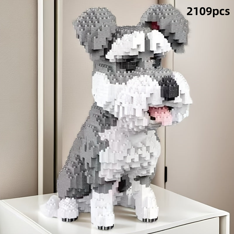 2109pcs Schnauzer Dog Building Block Set ABS Material Animal & Movie Themed