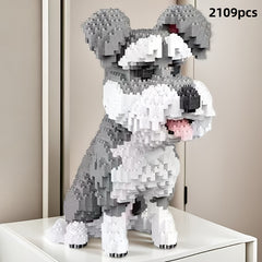 2109pcs Schnauzer Dog Building Block Set ABS Material Animal & Movie Themed