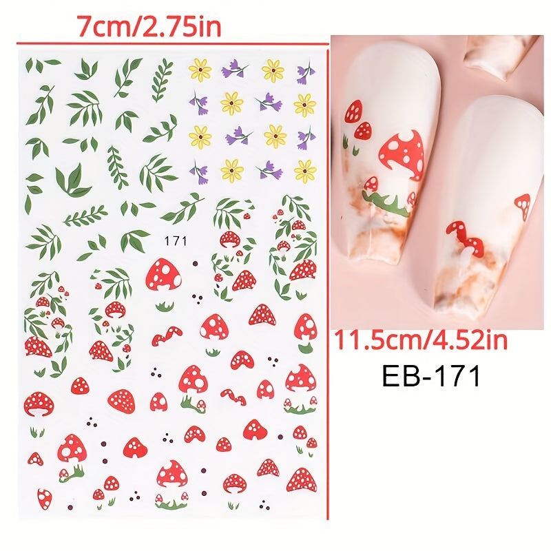 Evil Eye Snake Heart Nail Art Stickers 3D Self Adhesive Flame Animal Nail Decals