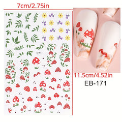 Evil Eye Snake Heart Nail Art Stickers 3D Self Adhesive Flame Animal Nail Decals