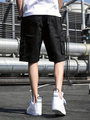Men's Casual Cargo Shorts Outdoor Summer Drawstring Waist Pocket