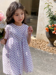 Girl's Polka Dot Princess Dress Short Sleeve Summer Casual Loose Dress