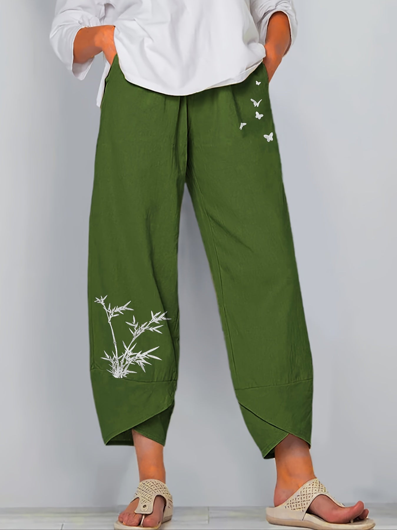 High Waist Harem Pants Women's Casual Solid Color Elastic Long Trousers