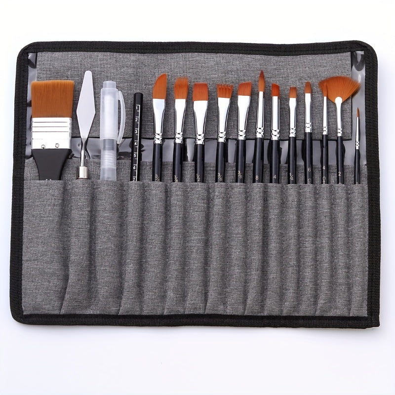 18pcs Paint Brush Set Enhanced Synthetic Brush Set
