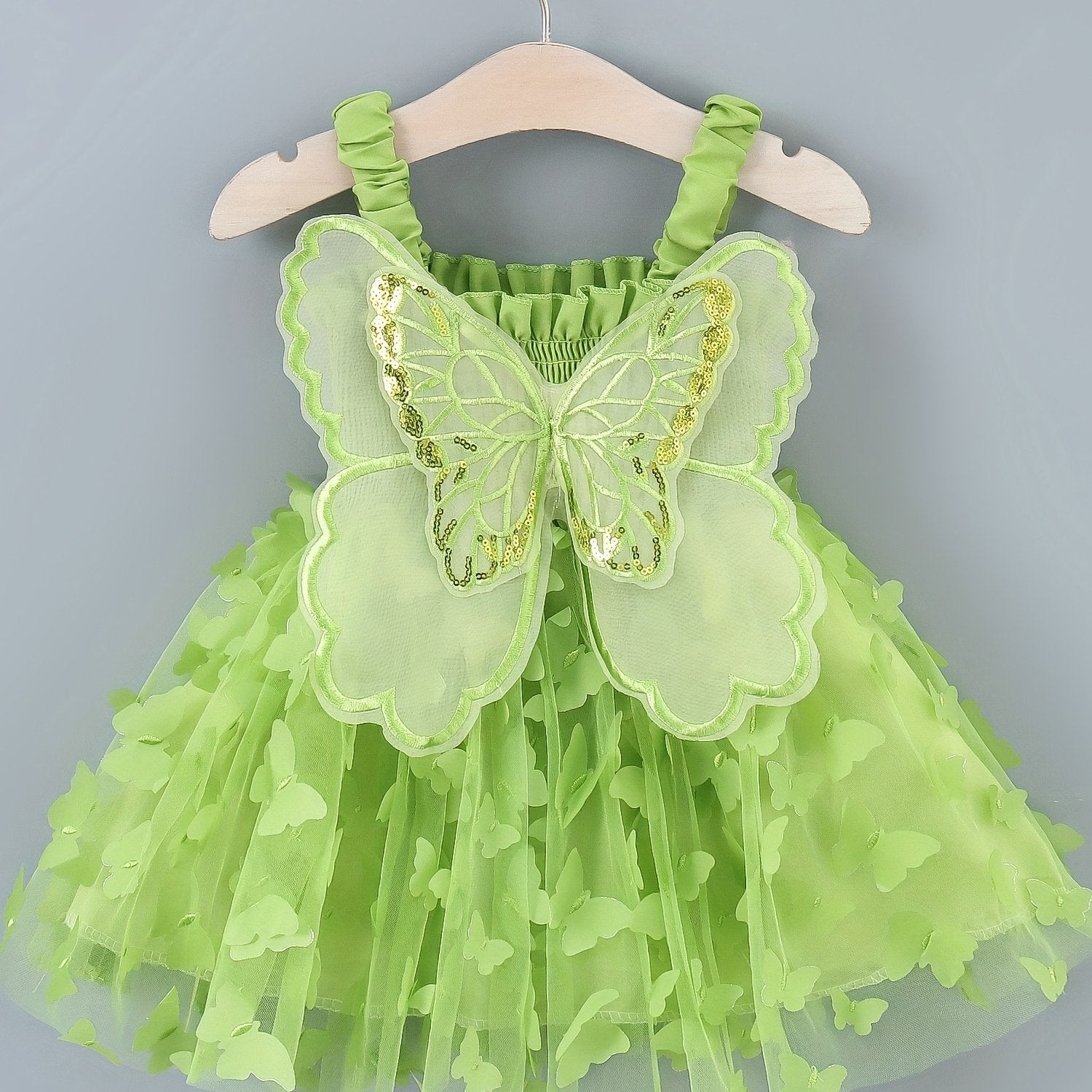 Mesh Princess Dress with Butterfly Wings for Baby Girl Parties