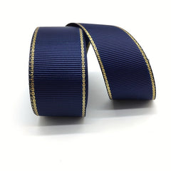 2 Yards 25mm Metallic Edge Grosgrain Ribbon Gift Hair Bows DIY Christmas