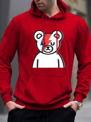 Cartoon Bear Print Hoodie for Men
