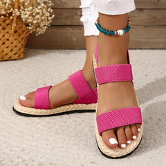Women's Elastic Flat Sandals Open Toe Slip On Slingback Shoes