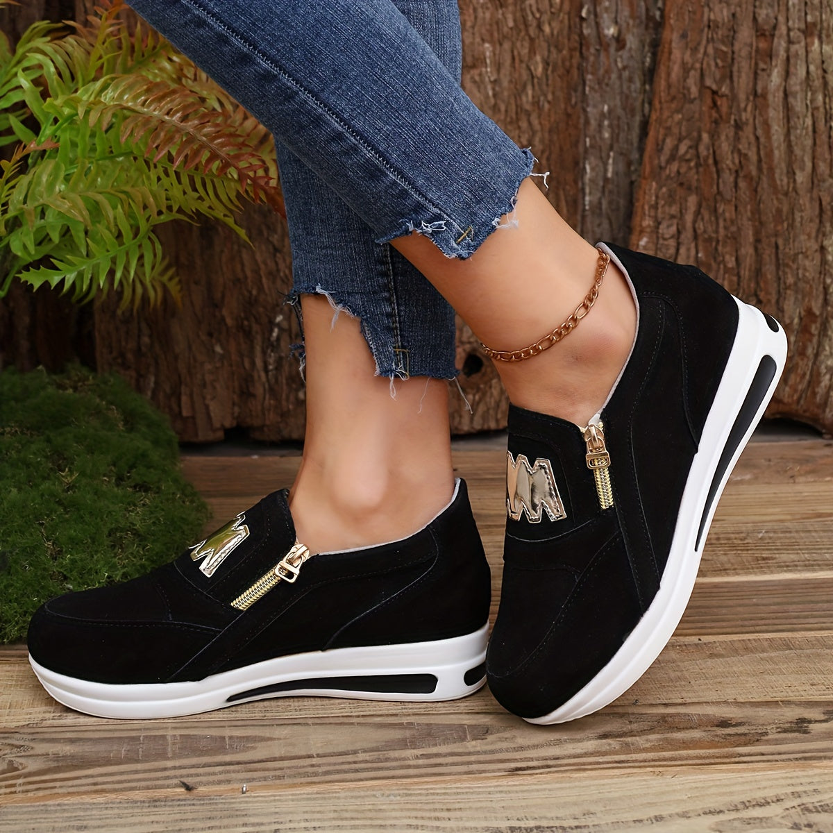Women's Slip On Low Top Walking Shoes Thick Bottom Casual Sneakers