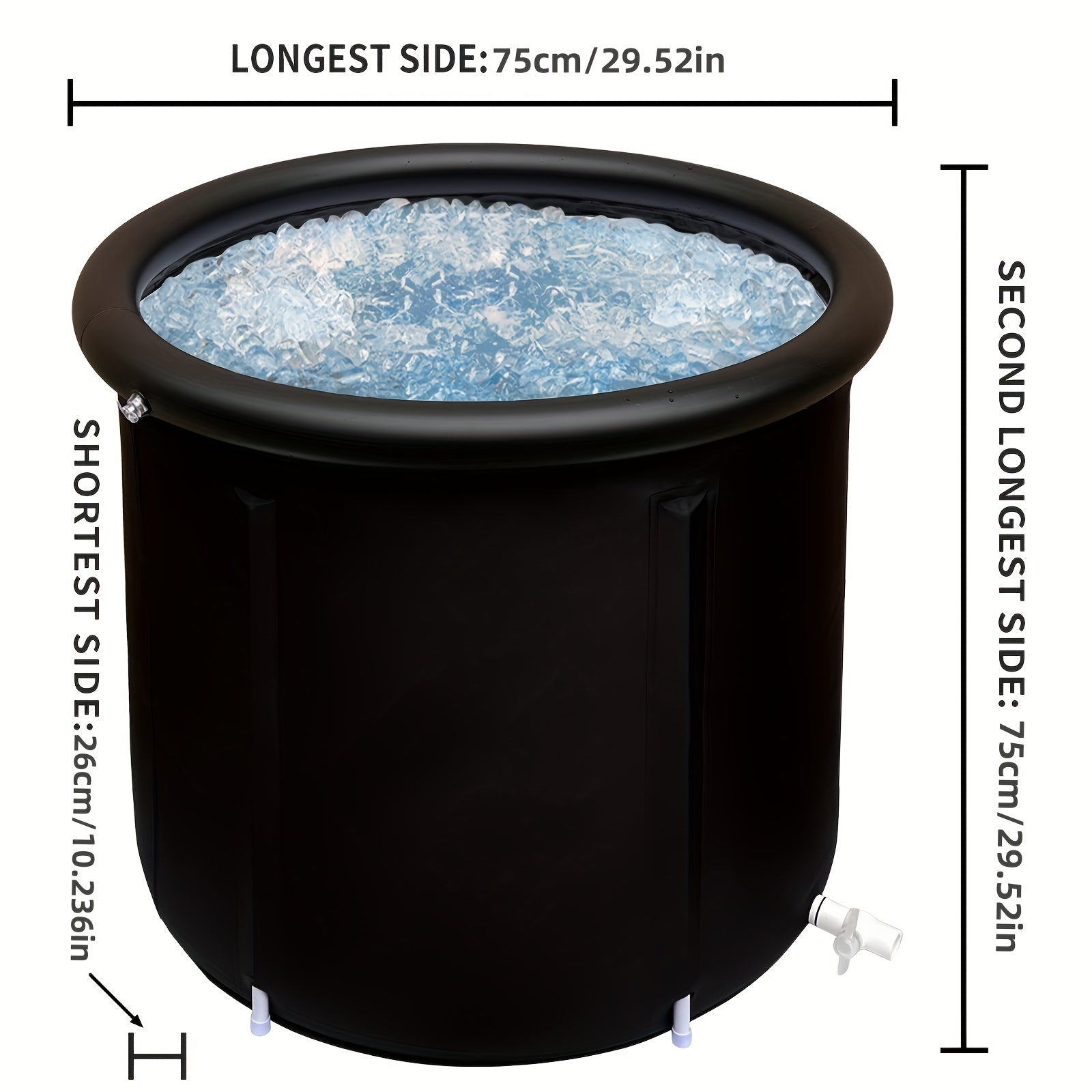 Portable Ice Bath Tub Hot/Cold Water Bucket w/ Double Drainage