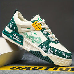 Men's Graphic Skate Shoes Good Traction Breathable Lace-Up Sneakers
