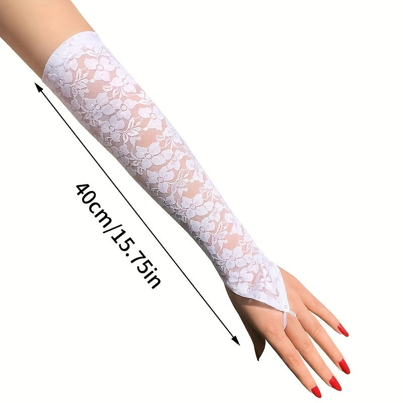 Long Lace Gloves Women Dress Accessories Thin Sunscreen Fingerless Gloves