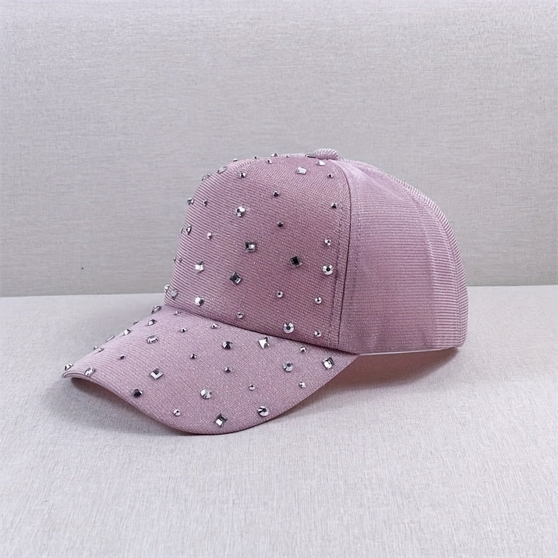 Rhinestone Glitter Trucker Hat Pink Mesh Baseball Cap Lightweight Sunshade