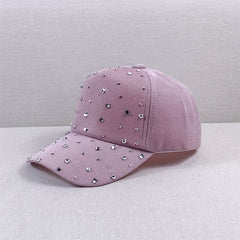 Rhinestone Glitter Trucker Hat Pink Mesh Baseball Cap Lightweight Sunshade