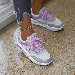 Women's Mesh Lace-Up Wedge Sneakers for Walking Sports Comfort