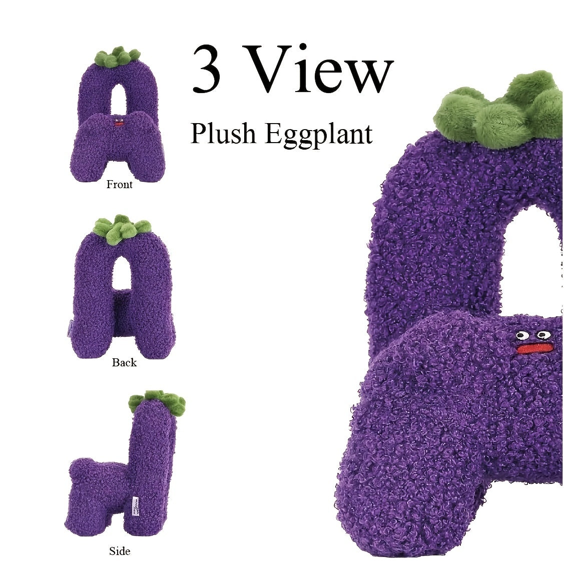 Plush Eggplant Toy Cell Phone Holder Expression Doll Decor